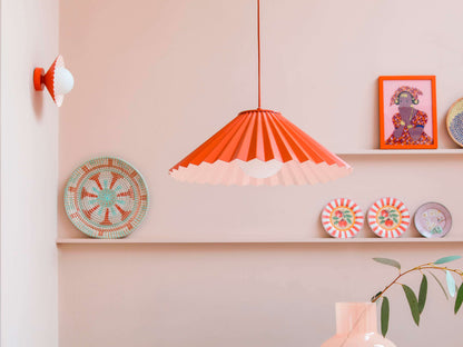 Burnt orange flush pleat wall light - BlissVeranda