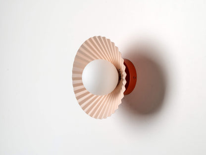Burnt orange flush pleat wall light - BlissVeranda