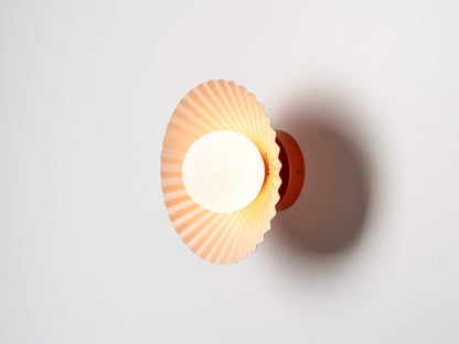 Burnt orange flush pleat wall light - BlissVeranda