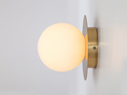 Brass opal disk wall light  Bathroom Wall Light BlissVeranda