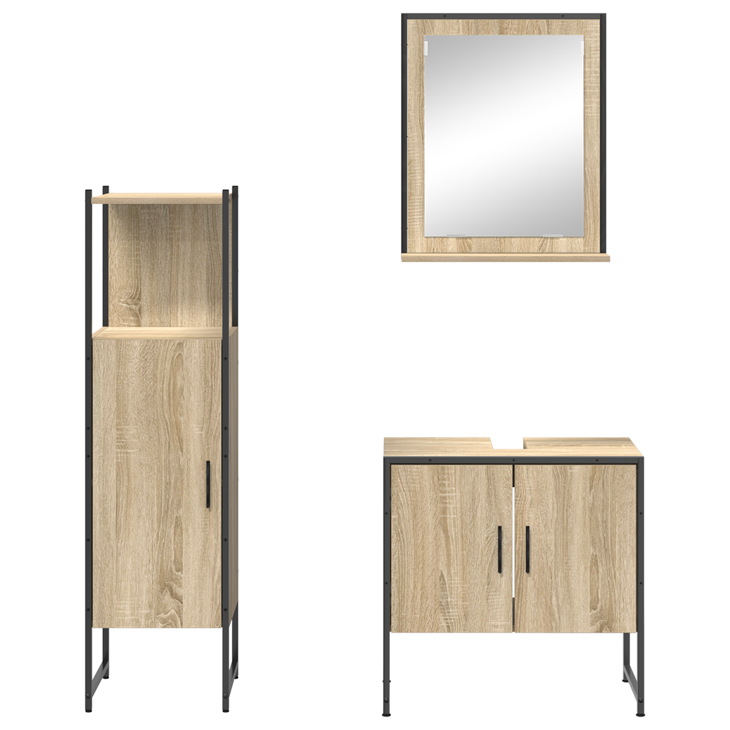 3 Piece Bathroom Furniture Set Sonoma Oak Engineered Wood