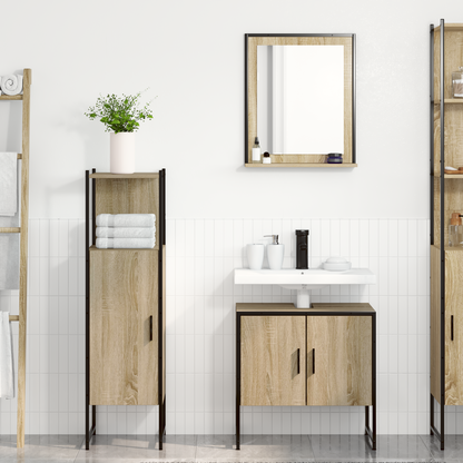 3 Piece Bathroom Furniture Set Sonoma Oak Engineered Wood