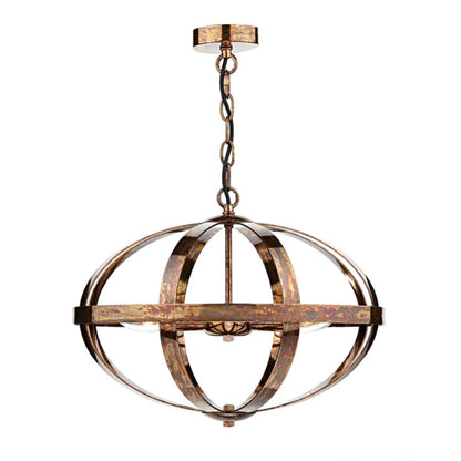 Inga 3 Light Petrol Copper Pendant Ceiling Light