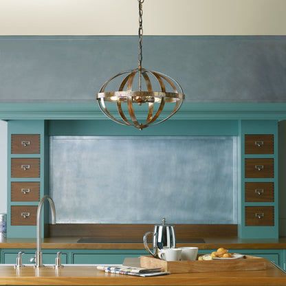 Inga 3 Light Petrol Copper Pendant Ceiling Light