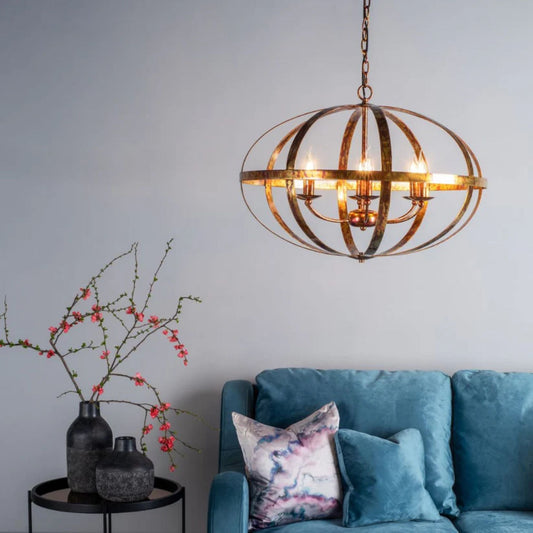 Inga 6 Light Petrol Copper Pendant Ceiling Light