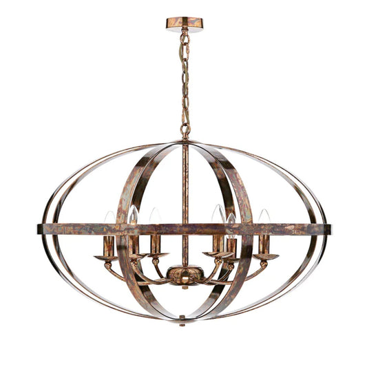 Inga 6 Light Petrol Copper Pendant Ceiling Light
