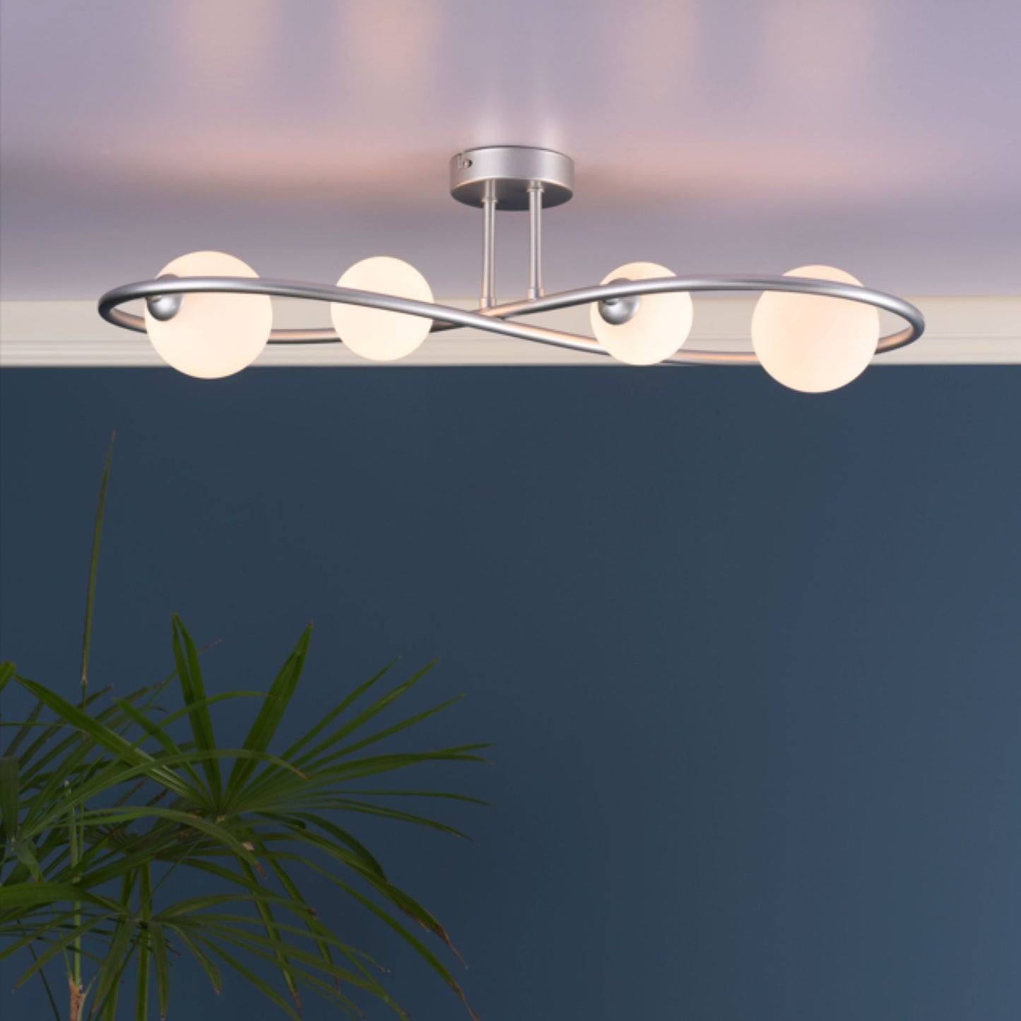 Lena 4 Light Matte Silver Semi Flush Ceiling Light