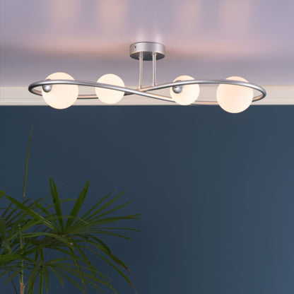 Lena 4 Light Matte Silver Semi Flush Ceiling Light