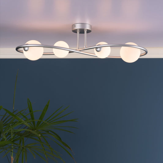 Lena 4 Light Matte Silver Semi Flush Ceiling Light