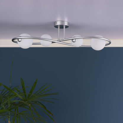 Lena 4 Light Matte Silver Semi Flush Ceiling Light