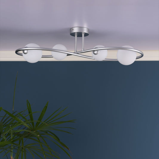Lena 4 Light Matte Silver Semi Flush Ceiling Light