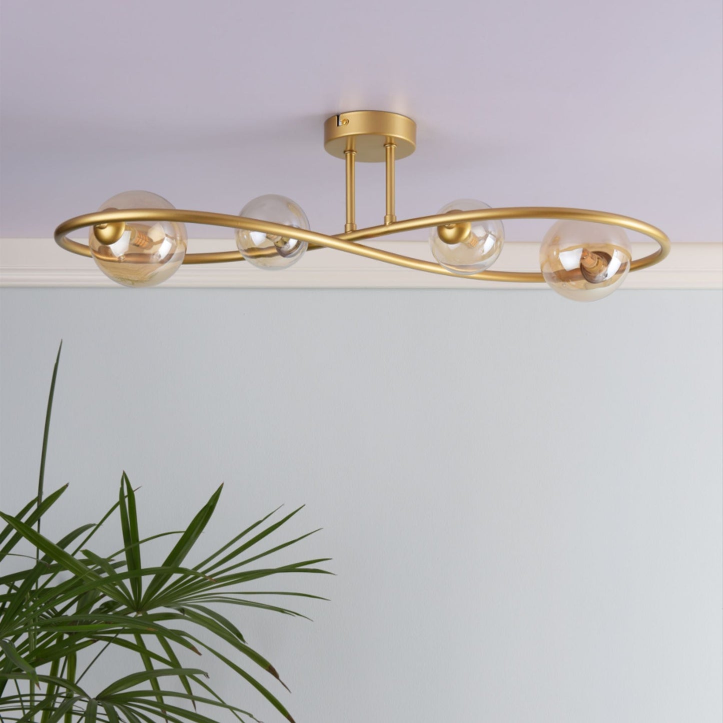 Lena 4 Light Satin Brass Semi Flush Ceiling Light