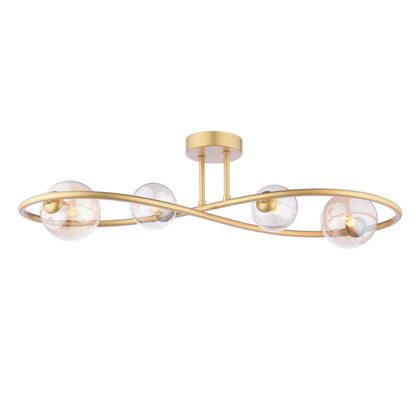 Lena 4 Light Satin Brass Semi Flush Ceiling Light