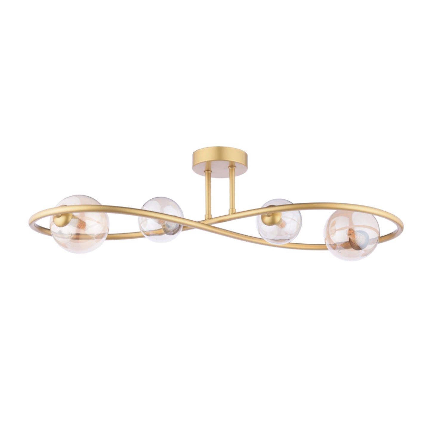 Lena 4 Light Satin Brass Semi Flush Ceiling Light
