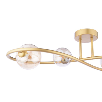 Lena 4 Light Satin Brass Semi Flush Ceiling Light