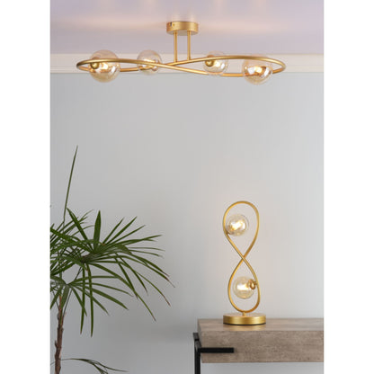 Lena 4 Light Satin Brass Semi Flush Ceiling Light