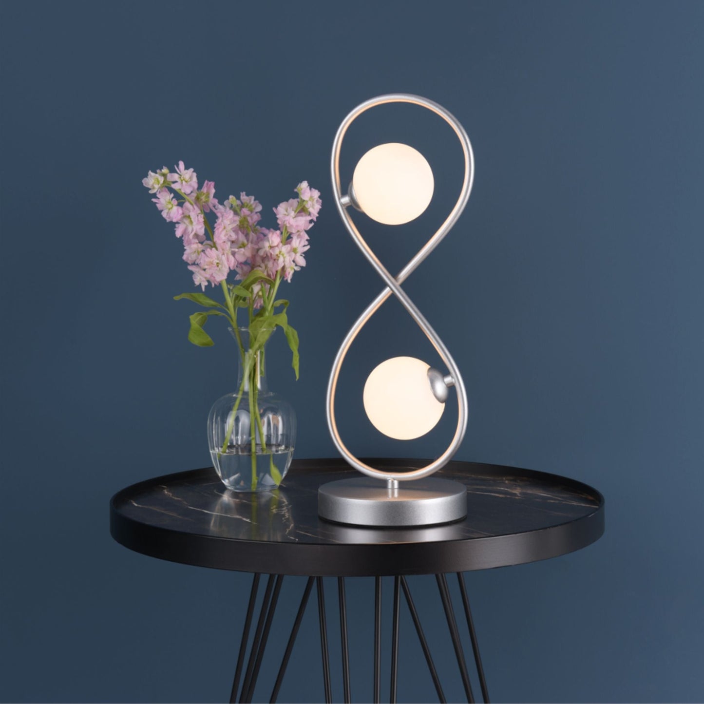 Lena 2 Light Matte Silver Table Lamp