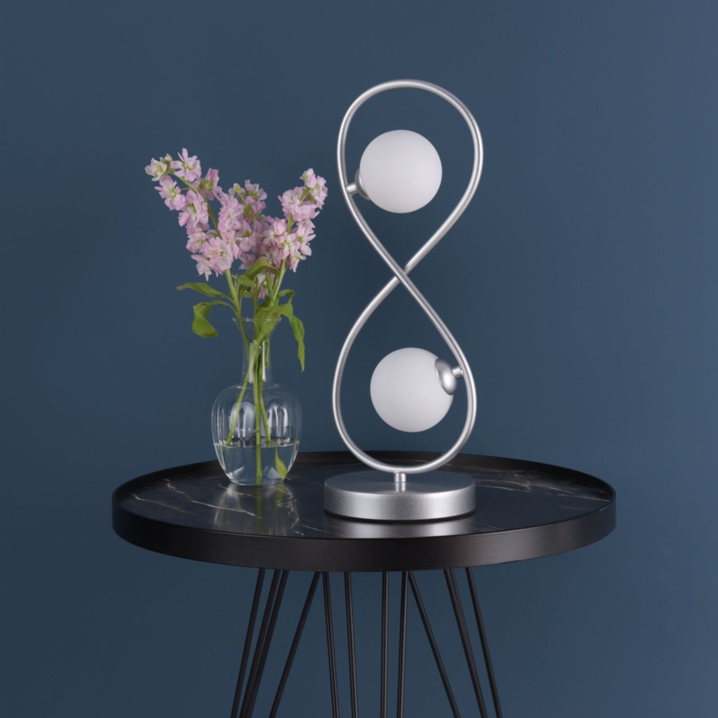 Lena 2 Light Matte Silver Table Lamp