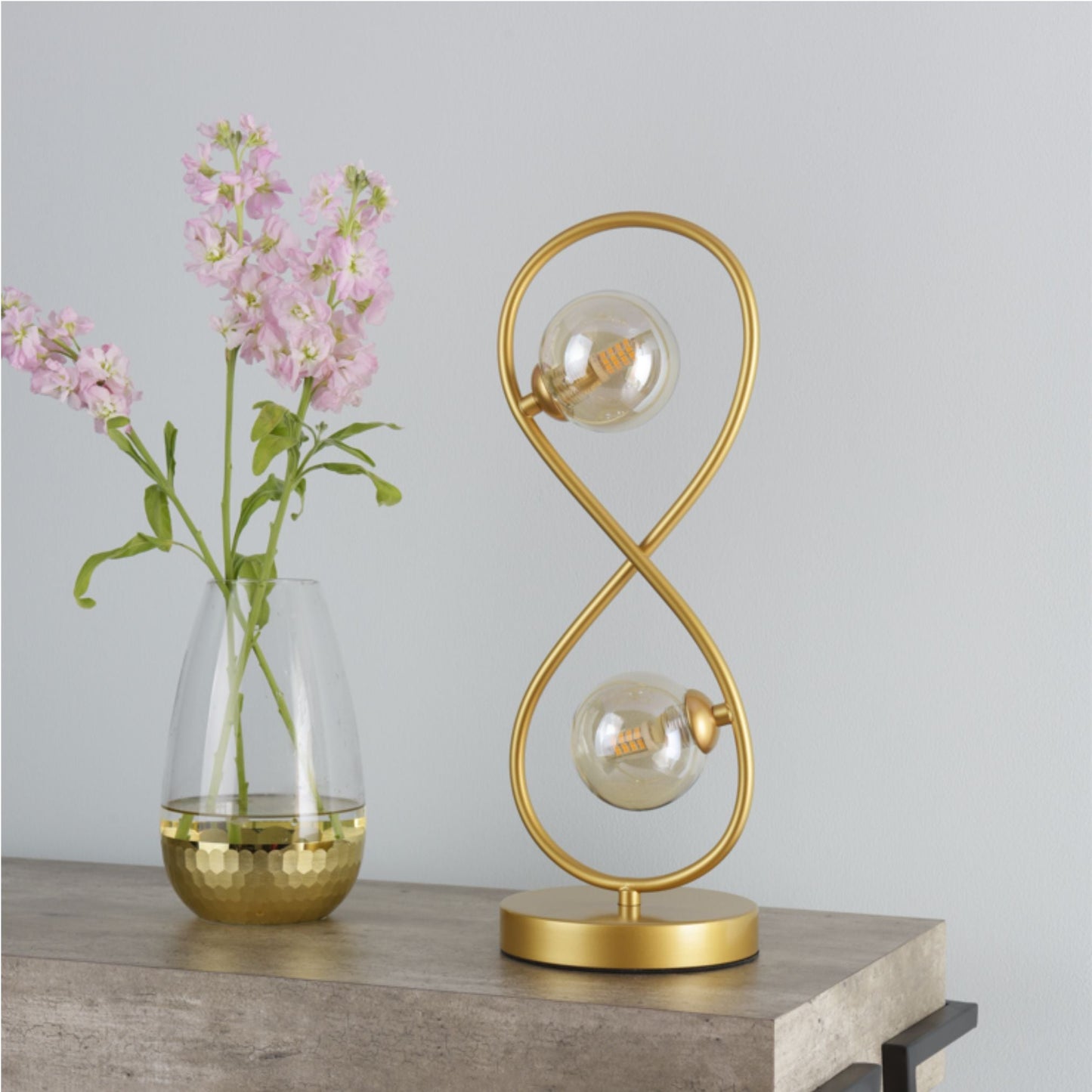 Lena 2 Light Satin Brass Table Lamp