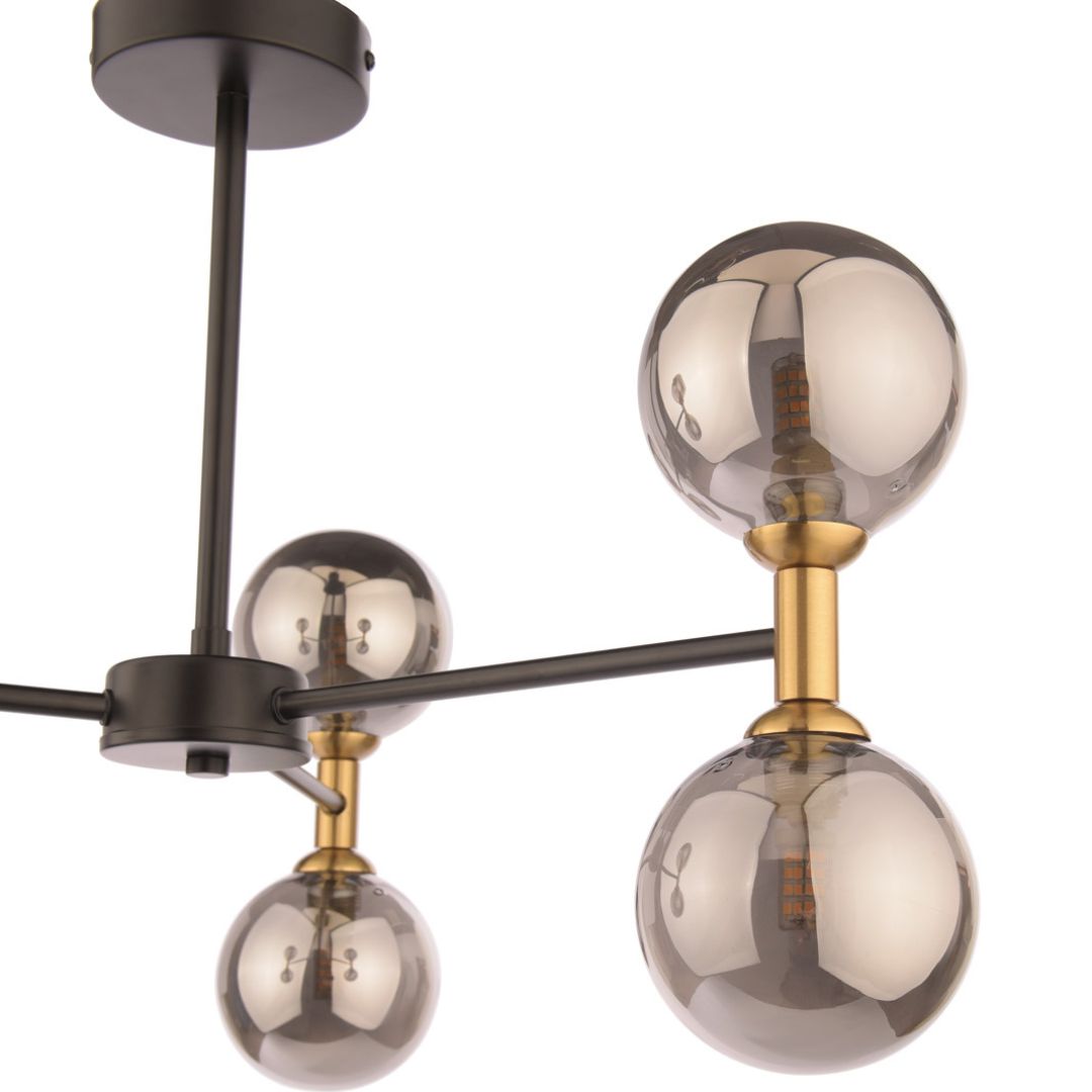 Loxley 6 Light Black & Gold Semi Flush Ceiling Light