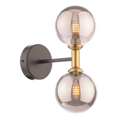Loxley 2 Light Black & Gold Wall Light