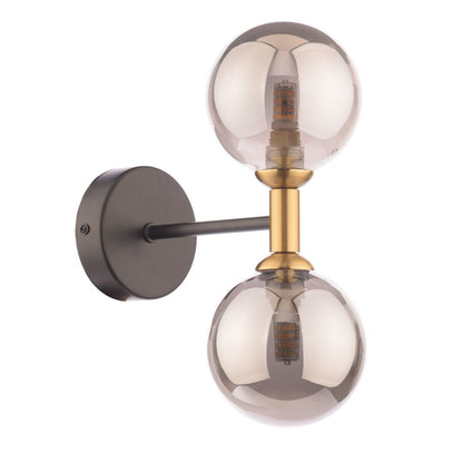 Loxley 2 Light Black & Gold Wall Light