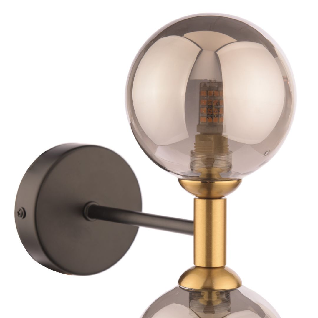 Loxley 2 Light Black & Gold Wall Light