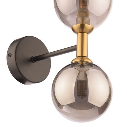 Loxley 2 Light Black & Gold Wall Light