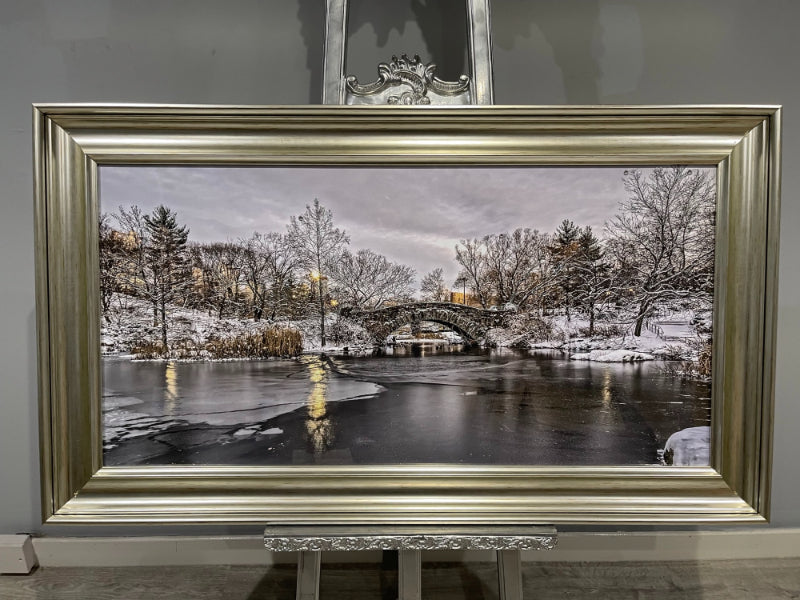 Winter Scene 100x50 Champagne Framed Wall Art