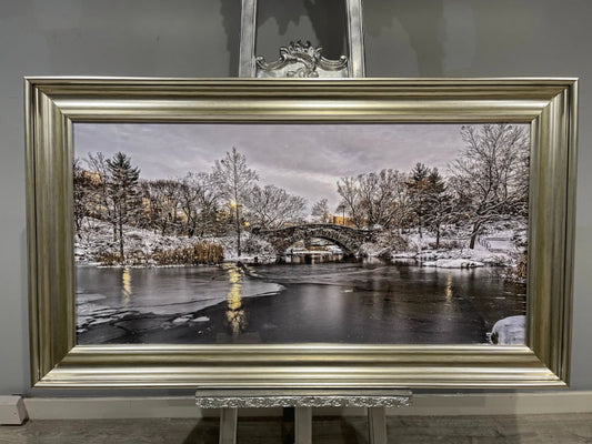 Winter Scene 100x50 Champagne Framed Wall Art