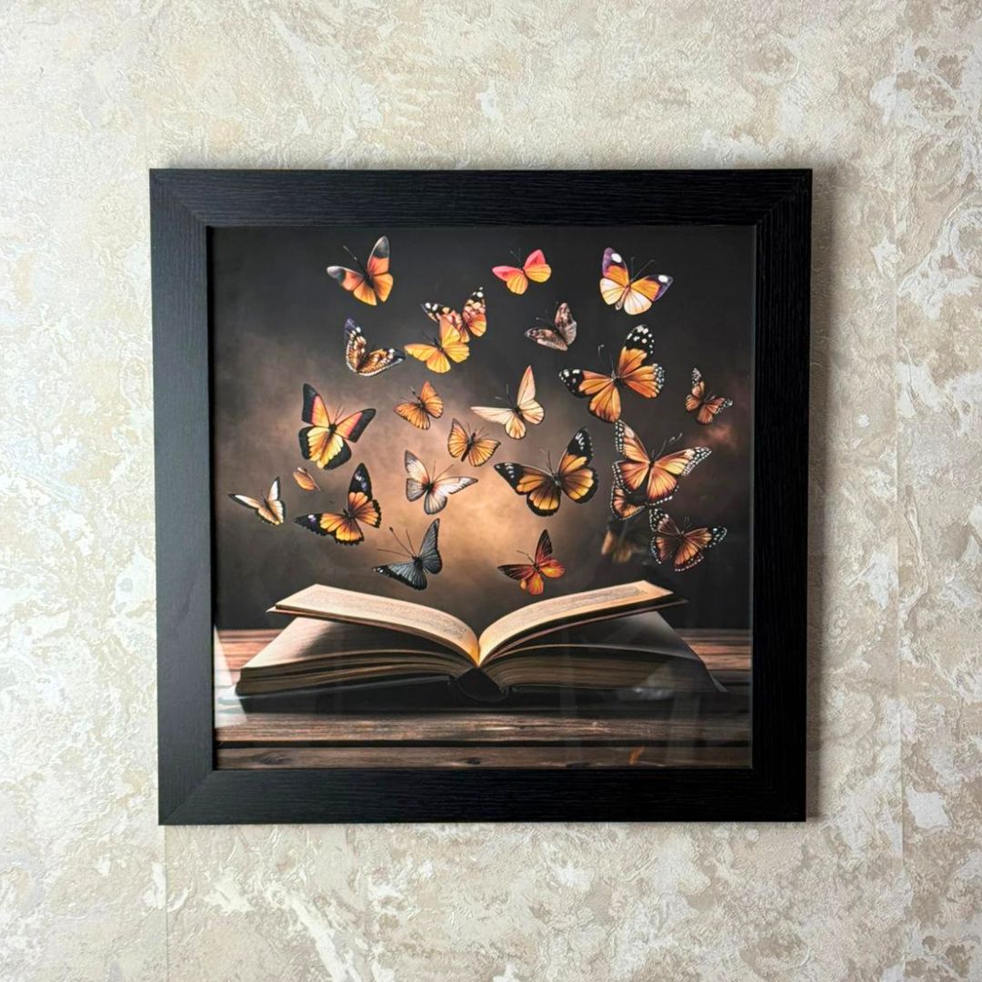 Butterfly Pages Wall Art with Black Frame