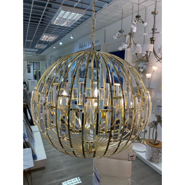 Noemi Polished Brass & Crystal Ceiling Pendant