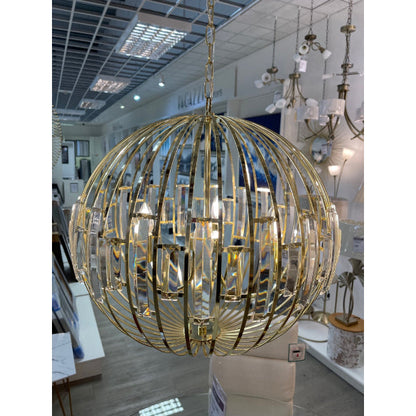 Noemi Polished Brass & Crystal Ceiling Pendant