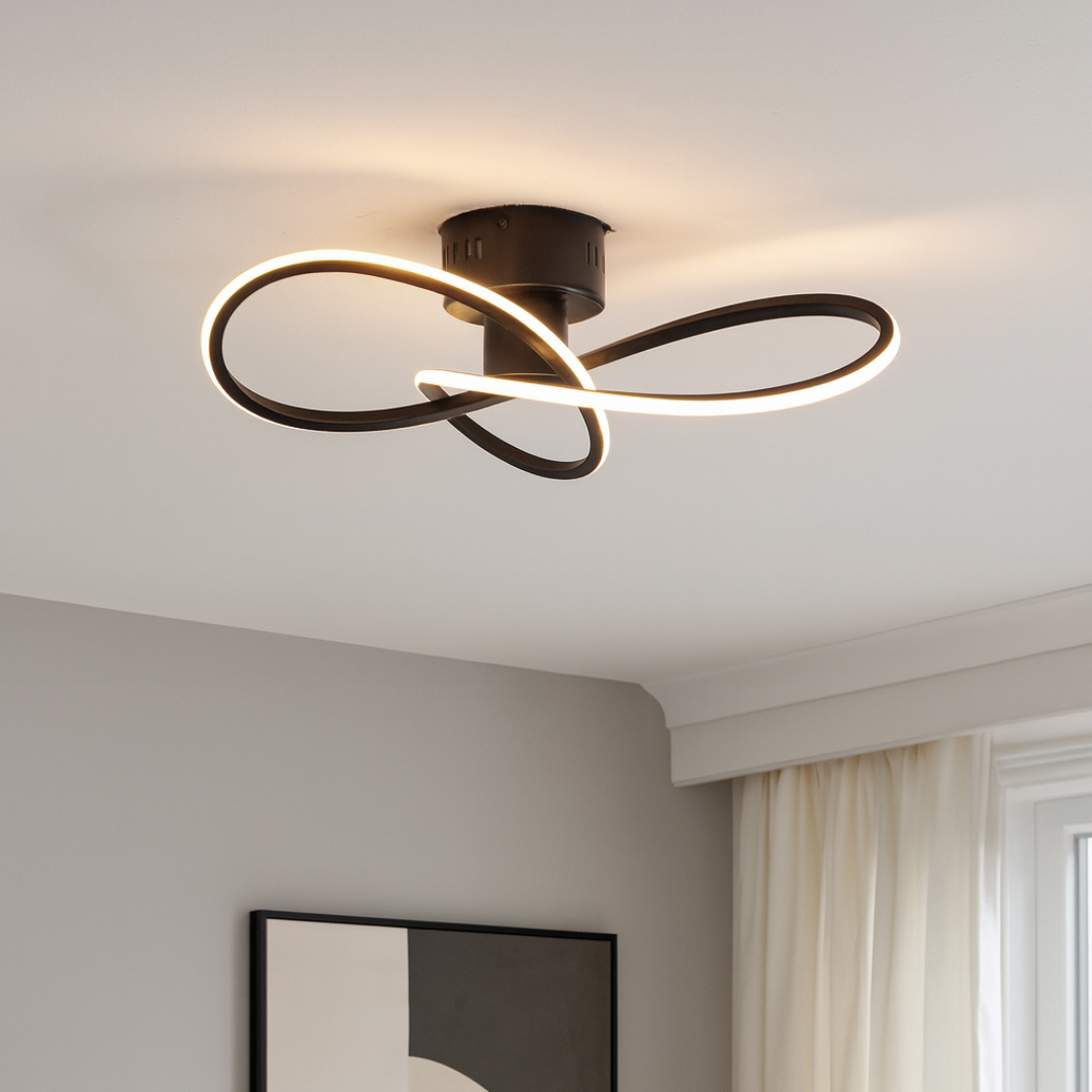 Reggie 3 Light Black LED Semi Flush Ceiling Light