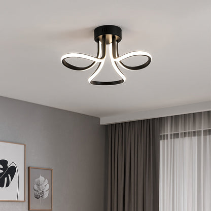 Yara 3 Light Black LED Semi Flush Ceiling Light