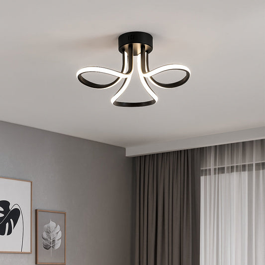 Yara 3 Light Black LED Semi Flush Ceiling Light