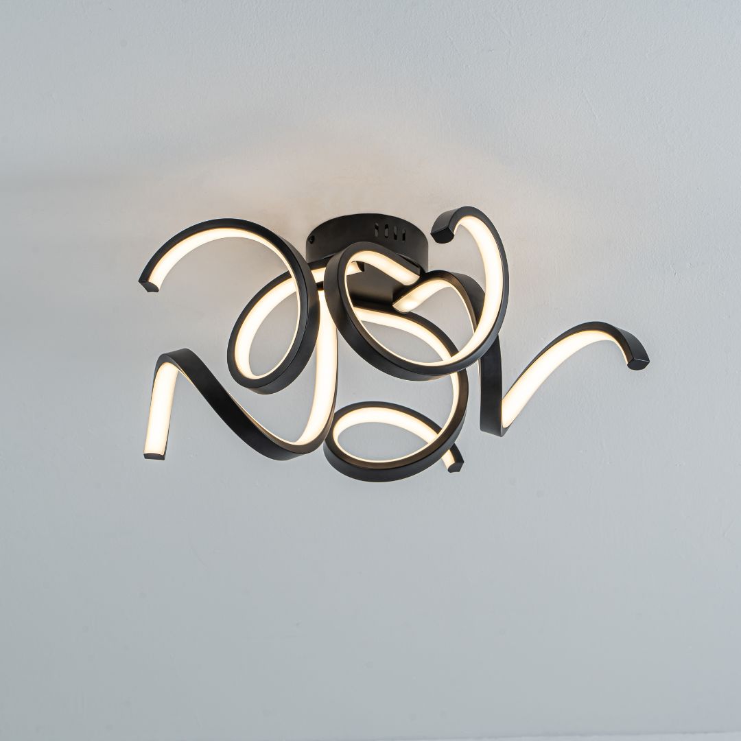 Fiona 5 Light Black LED Semi Flush Ceiling Light