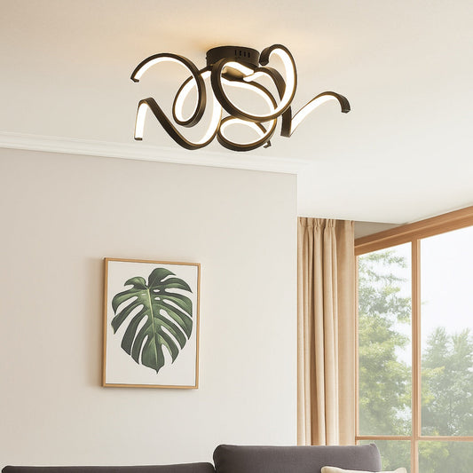 Fiona 5 Light Black LED Semi Flush Ceiling Light