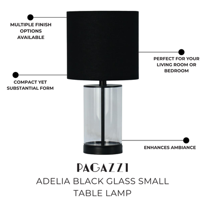 Adelia Black Glass Small Table Lamp