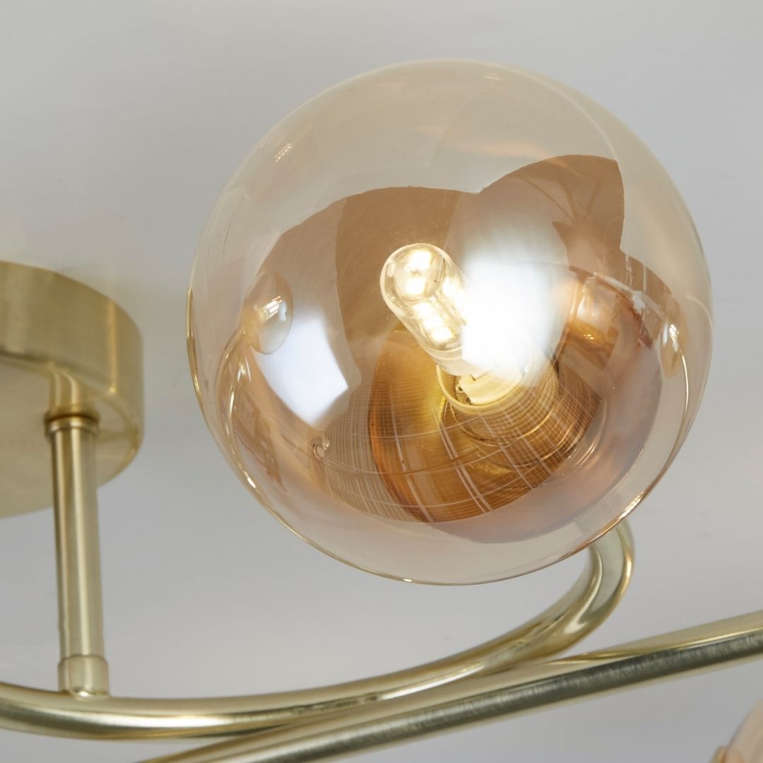 Hibben 8 Light Gold Flush Ceiling Light with Glass Shades