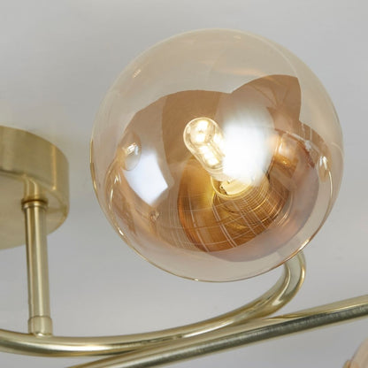 Hibben 8 Light Gold Flush Ceiling Light with Glass Shades