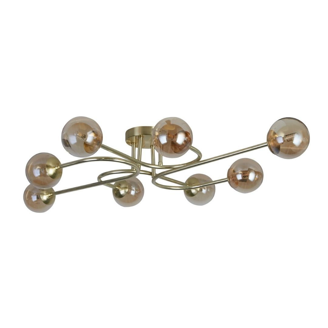 Hibben 8 Light Gold Flush Ceiling Light with Glass Shades