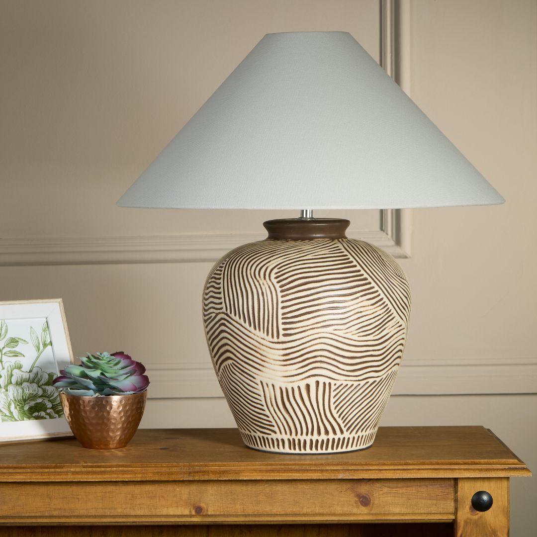 Tangier Cream & Brown Ceramic Table Lamp