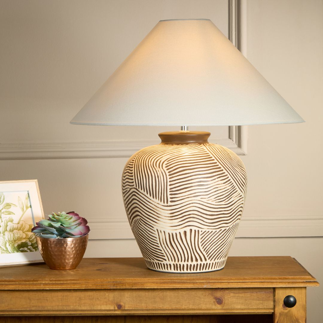 Tangier Cream & Brown Ceramic Table Lamp