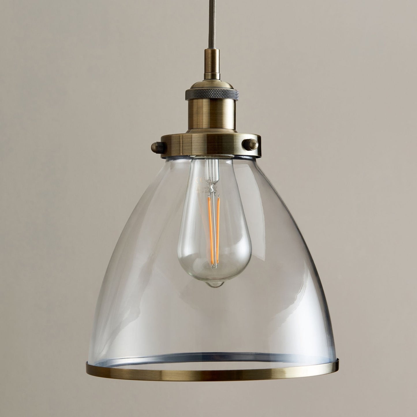 Brunswick 3 Light Antique Brass & Glass Ceiling Pendant Bar