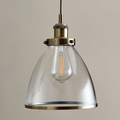 Brunswick 3 Light Antique Brass & Glass Ceiling Pendant Bar