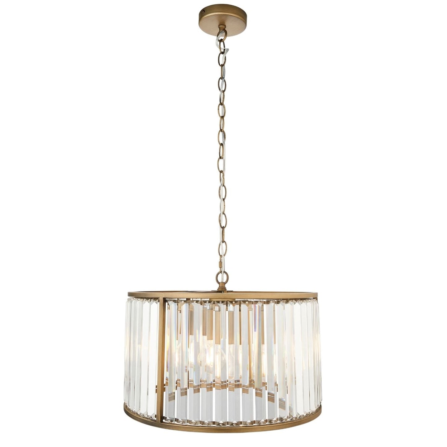 Resto Crystal & Antique Brass Pendant Ceiling Light