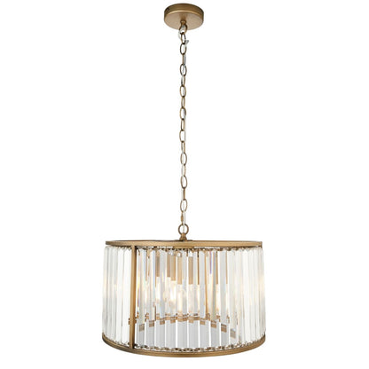 Resto Crystal & Antique Brass Pendant Ceiling Light