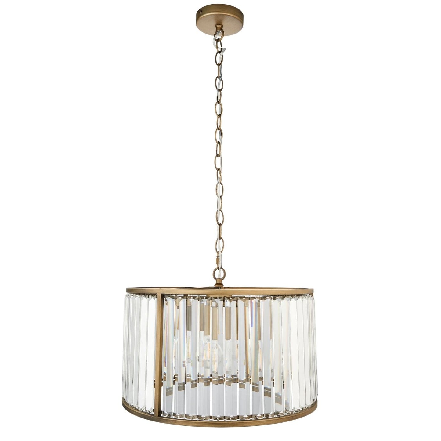 Resto Crystal & Antique Brass Pendant Ceiling Light
