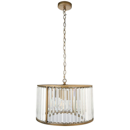 Resto Crystal & Antique Brass Pendant Ceiling Light